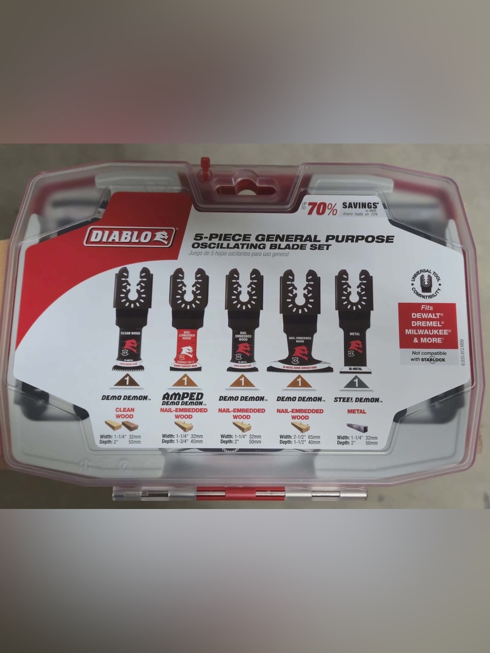 Diablo 5-Piece Oscillating Blade Set - Black and Red